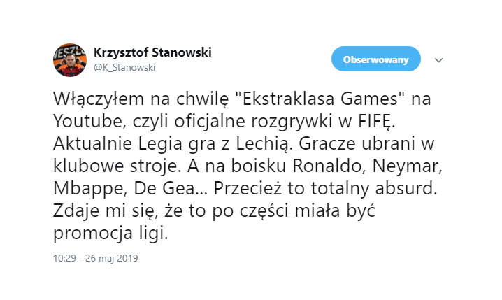 Krzysztof Stanowski krytycznie o EKSTRAKLASA GAMES